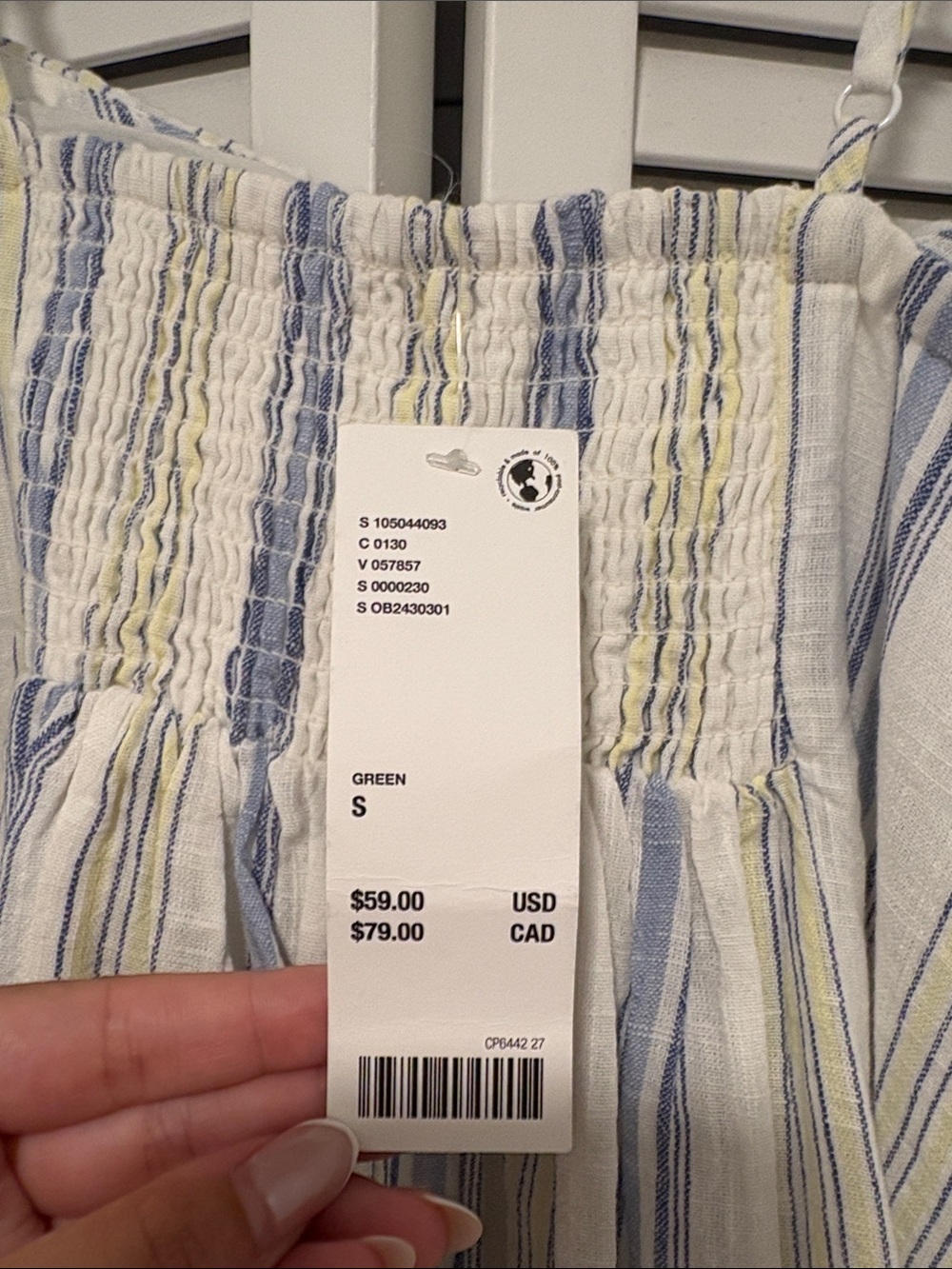 Striped Blue and Yellow Spaghetti Strap Sundress - Picture 4 of 6